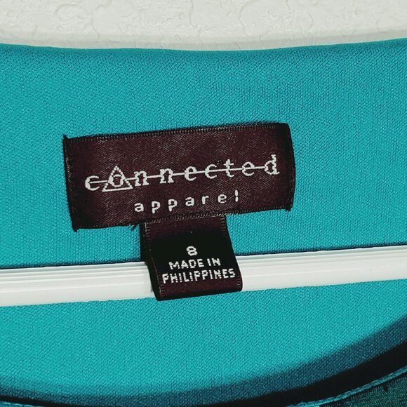 Connected Apparel Womens Blue/Teal Abstract Print Dress Size 8 NWT - Picture 7 of 11